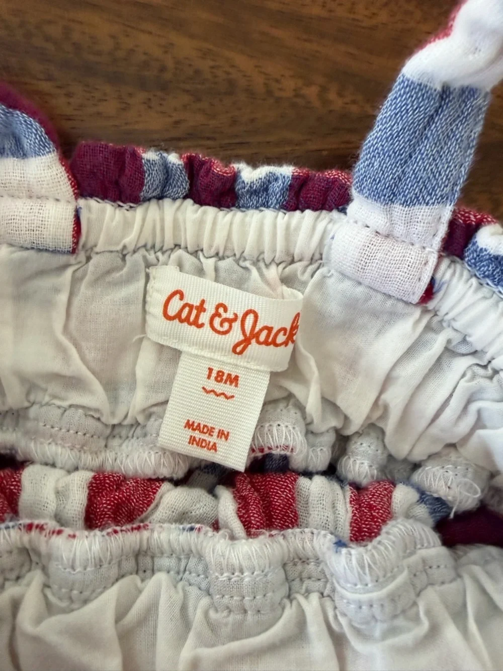 Cat & Jack Girls Red, White & Blue Check Tank Top and Ruffle Shorts Set 12M